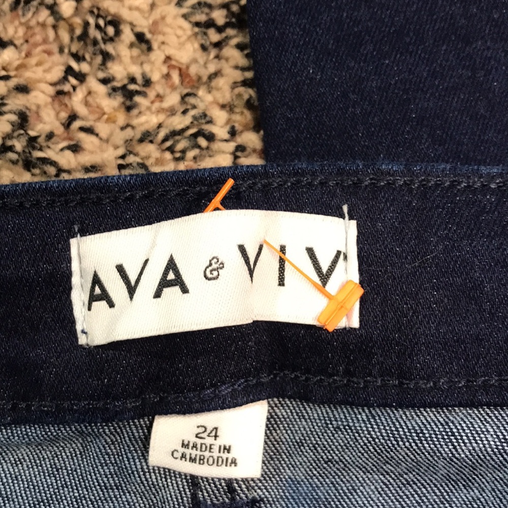 AVA & VIV Wide Leg High Rise Relaxed Dark Blue Denim Trousers Var Sizes | NWT - Picture 9 of 9